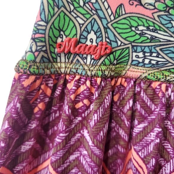 Anthropologie Maaji pink purple Susie patootie bird/geometric print maxi skirt - Picture 8 of 14